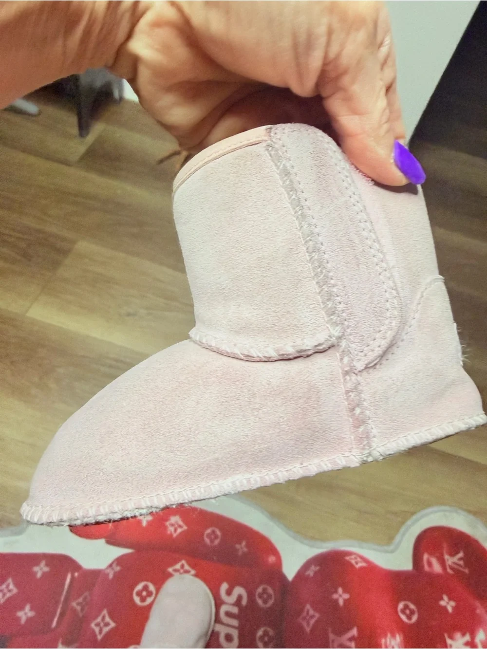 UGG Light Pink Suede Infant Booties